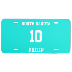Sports Jersey Customized Bright Turquoise License Plate