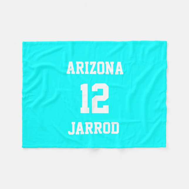 Sports Jersey Customized Electric Cyan Fleece Blanket (Front (Horizontal))