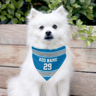 Sports Jersey Design with Dog Name blue grey Pet Bandana Collar