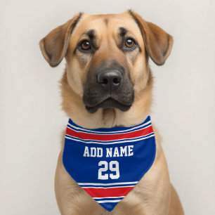 Sports Jersey Design with Dog Name blue red Pet Bandana Collar