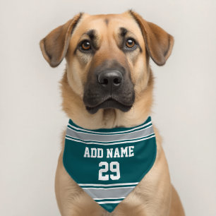 Sports Jersey Design with Dog Name green grey Pet Bandana Collar