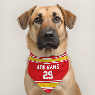 Sports Jersey Design with Dog Name red yellow Pet Bandana Collar