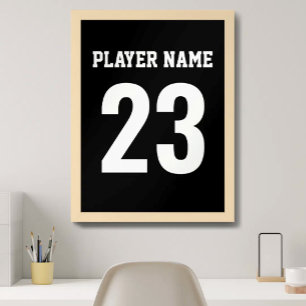 Sports Jersey Name Number Monogram Black Poster
