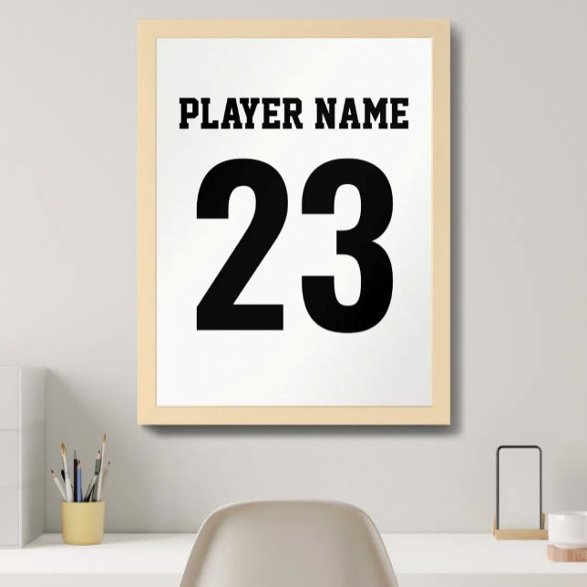 Sports Jersey Name Number Monogram White Poster (Creator Uploaded)