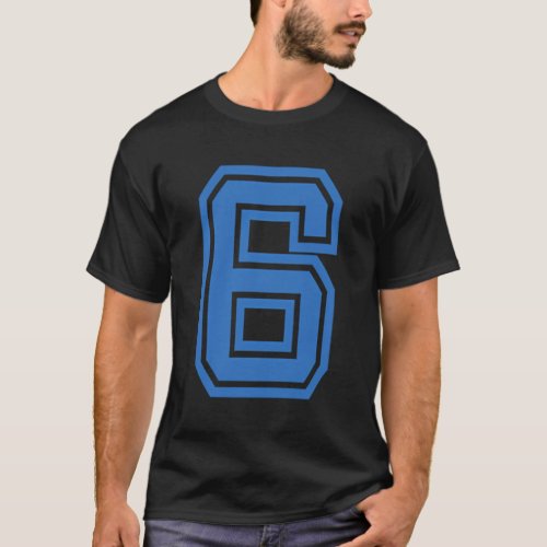 Sports Jersey Number 6 Blue Favorite Lucky Number T_Shirt