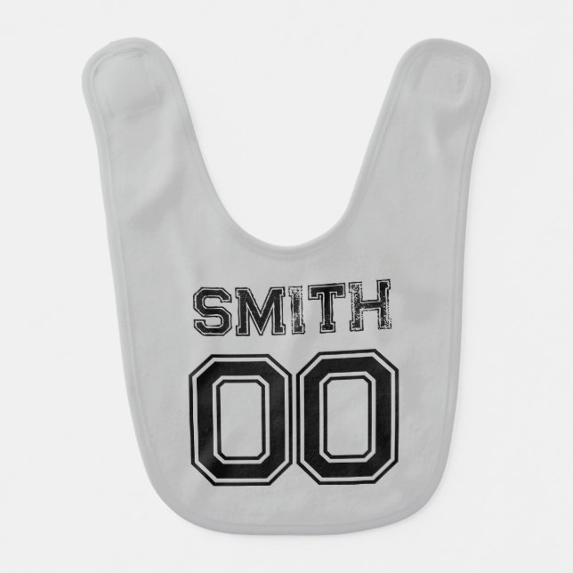 Sports Jersey Number and Name Baby Bib (Front)