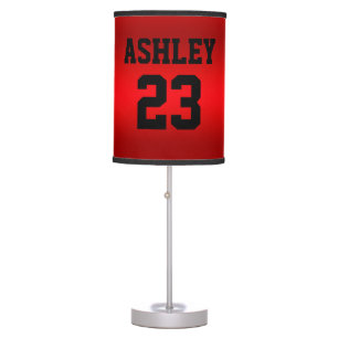 Sports Jersey Number and Name Red Personalized Table Lamp