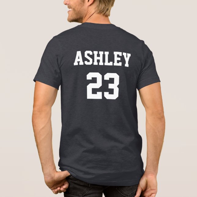 Sports Jersey Number and Name Red Personalized Tri-Blend Shirt (Back)