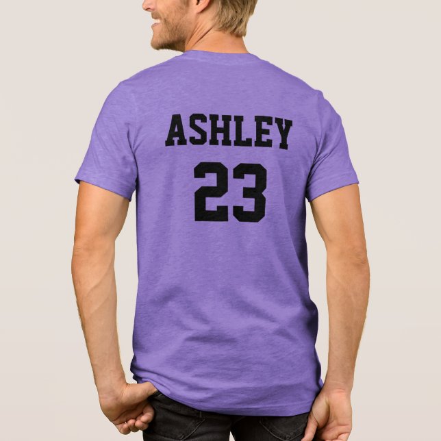 Sports Jersey Number and Name Red Personalized Tri-Blend Shirt (Back)
