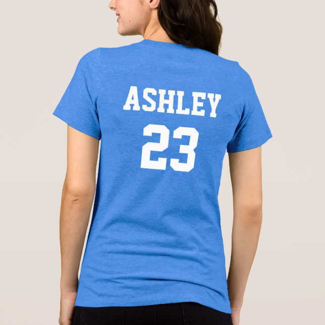 Sports Jersey Number and Name Red Personalized Tri-Blend Shirt (Back)