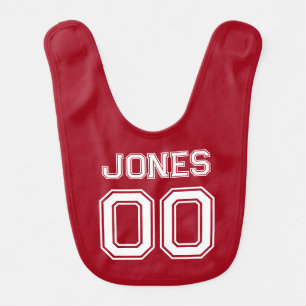 Sports Jersey Number with Name Baby Bib