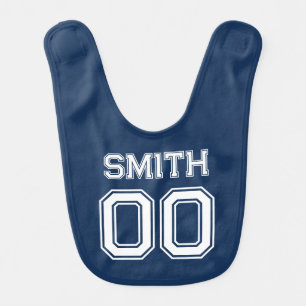 Sports Jersey Number with Name Baby Bib