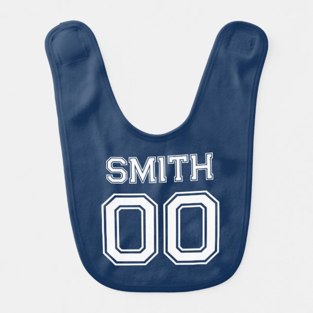 Sports Jersey Number with Name  Baby Bib (Front)