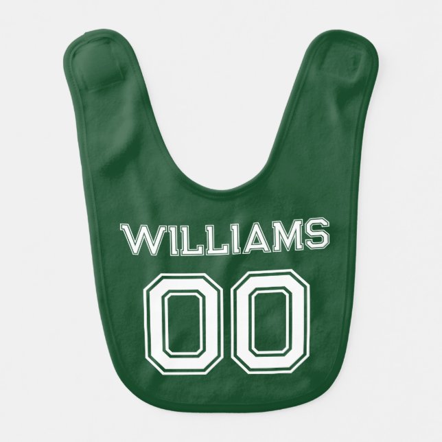 Sports Jersey Number with Name  Baby Bib (Front)
