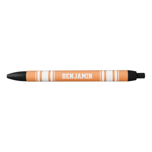 Sports Jersey Orange White Stripes Personalized Black Ink Pen