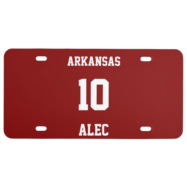Sports Jersey Personalized Maroon License Plate (Front)