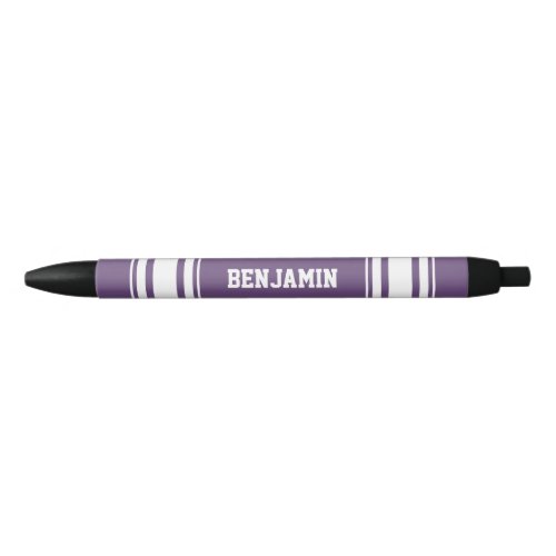 Sports Jersey Purple White Stripes Personalized Black Ink Pen
