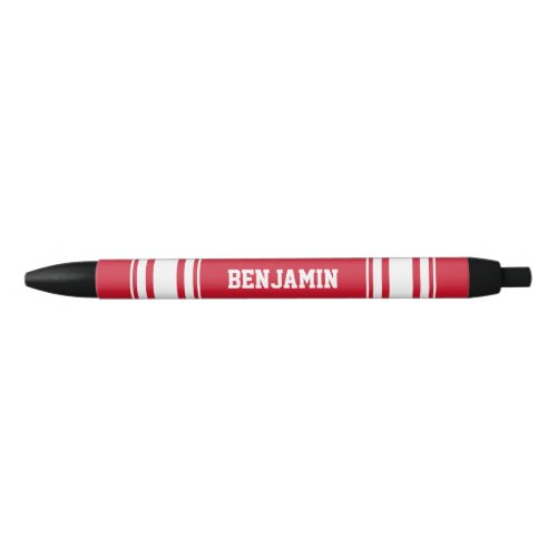 Sports Jersey Red and White Stripes Personalized Black Ink Pen
