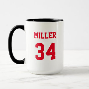 Sports Jersey Red Custom Name and Number Mug