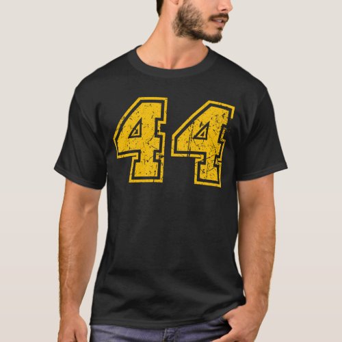 Sports Jersey Uniform Vintage Yellow Number 44 T_Shirt