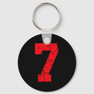 Sports Jersey Vintage Red Lucky Number 7 T Shirt_1 Keychain