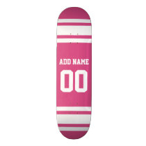 Sports Jersey with Name and Number - Pink White Skateboard Deck Sports Jersey with Name and Number - Pink White Skateboard Deck