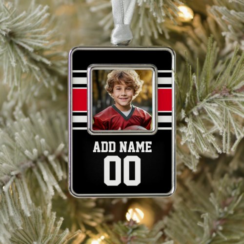 Sports Jersey with Photo Name and Number Christmas Ornament