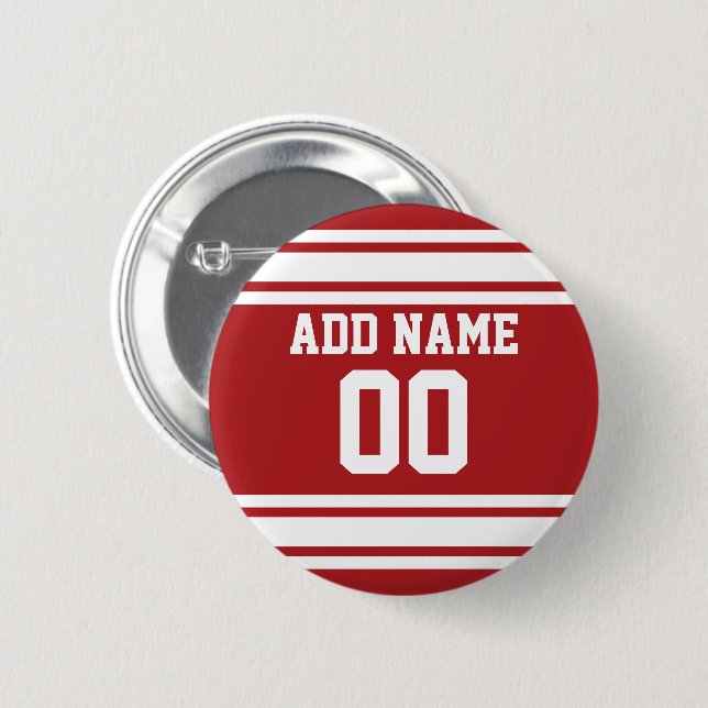 Sports Jersey with Your Name and Number Pinback Button (Front & Back)