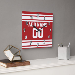Sports Jersey with Your Name and Number Square Wall Clock