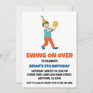 Sports kids baseball birthday invitations