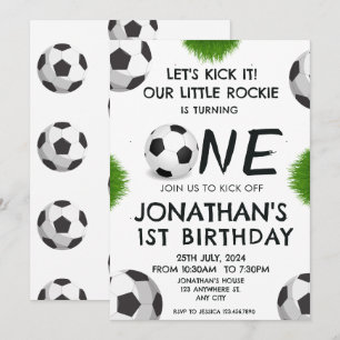 Sports Kids Soccer 1st birthday Party Invitation