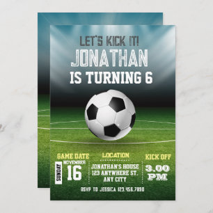 Sports Kids Soccer Birthday Invitation