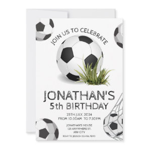 Sports Kids Soccer Birthday Party Invitation