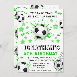 Sports Kids Soccer Birthday Party Invitation