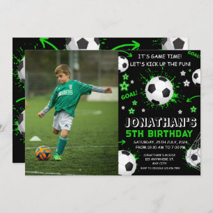 Sports Kids Soccer Birthday Party Invitation