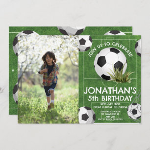 Sports Kids Soccer Birthday Party photo Invitation