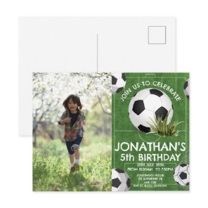Sports Kids Soccer Birthday Party photo Postcard