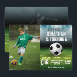 Sports Kids Soccer Photo Birthday Invitation<br><div class="desc">Ready for a All-star Soccer ball birthday party? This design features hand-painted watercolor items such as a soccer balls & green grass. All text is editable on this birthday invite and budget-friendly postcards are available too! The design is suitable for boys and girls and is fully customizable for 1st birthday,...</div>