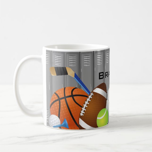 Sports Locker Room Design Coffee Mug (Left)