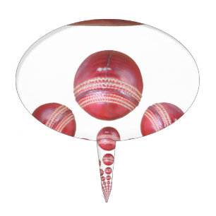 Sports Lover’s Cricket Ball Print Cake Topper