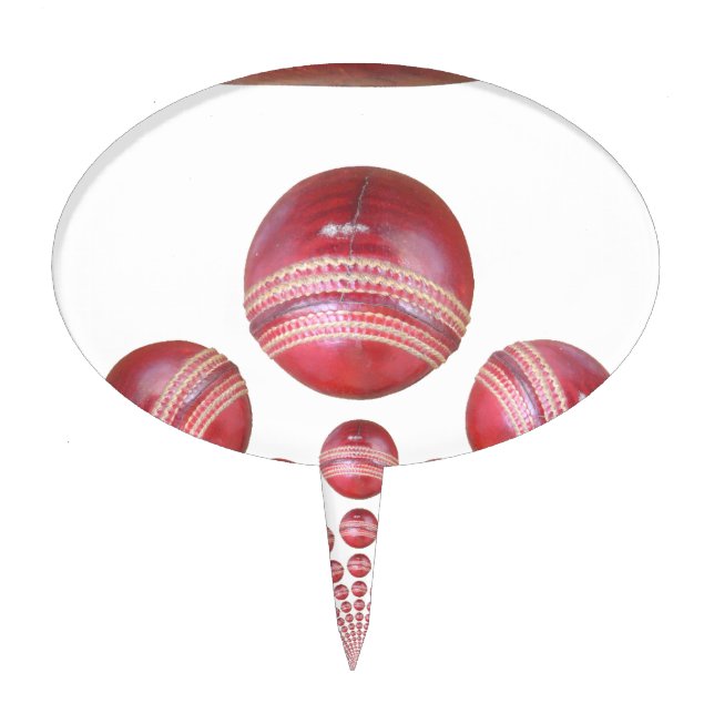 Sports Lover’s Cricket Ball Print Cake Topper (Front)
