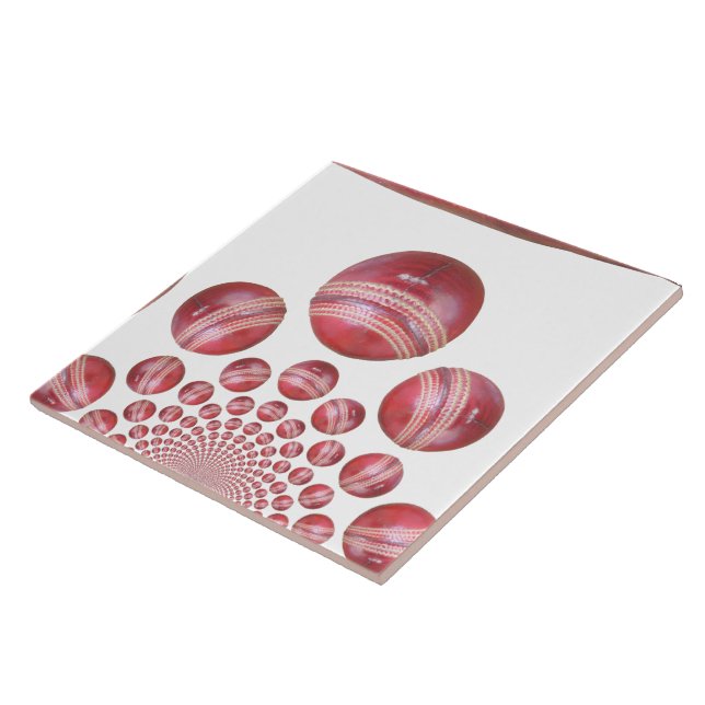 Sports Lover’s Cricket Ball Print Ceramic Tile (Side)