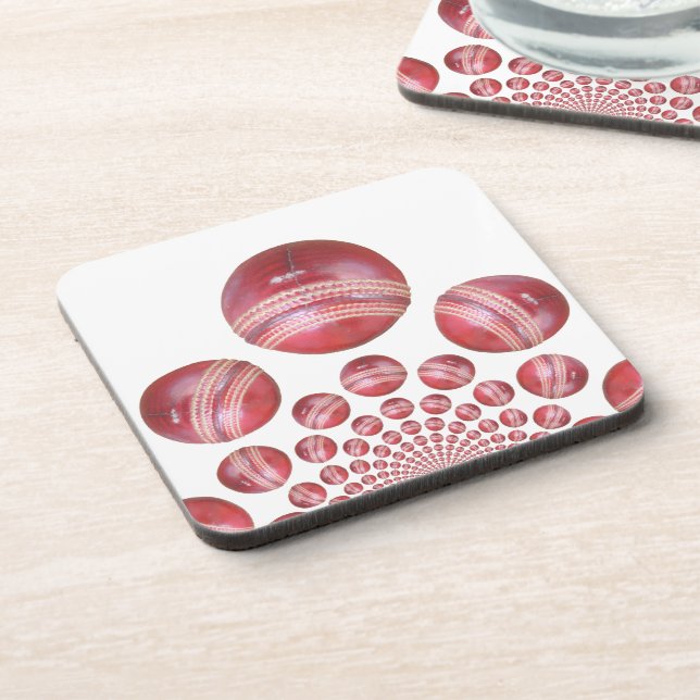 Sports Lover’s Cricket Ball Print Drink Coaster (Left Side)