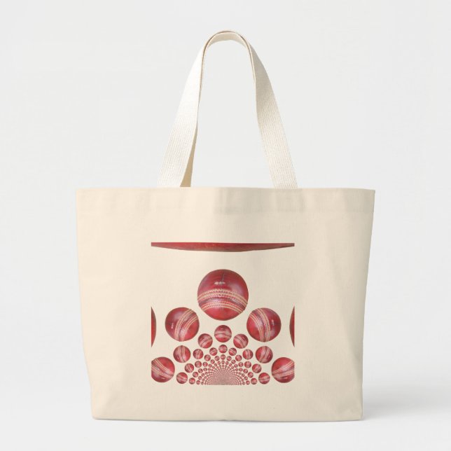 Sports Lover’s Cricket Ball Print Large Tote Bag (Front)