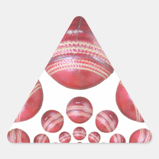 Sports Lover’s Cricket Ball Print Triangle Sticker (Front)
