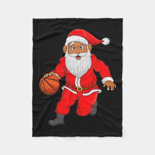 Sports Lover Santa Playing Basketball Christmas  Fleece Blanket