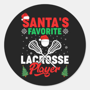 Sports Lover Santa's Favorite Lacrosse Player Chri Classic Round Sticker