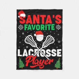 Sports Lover Santa's Favorite Lacrosse Player Chri Fleece Blanket