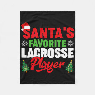 Sports Lover Santa's Favorite Lacrosse Player Chri Fleece Blanket