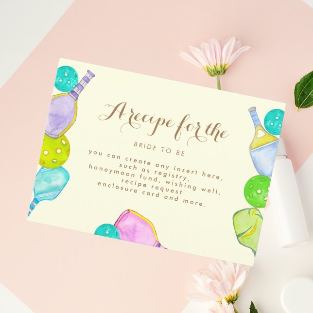 Sports Lover Watercolor  Pickleball Themed Bridal Enclosure Card (Creator Uploaded)